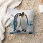 氷山にペンギンのカップル クッション (ブランケット)