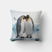 氷山にペンギンのカップル クッション (正面)