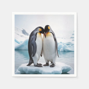 氷山にペンギンのカップル スタンダードカクテルナプキン