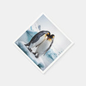 氷山にペンギンのカップル スタンダードカクテルナプキン (角)