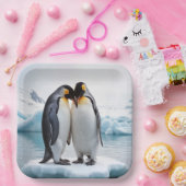氷山にペンギンのカップル ペーパープレート (パーティー)