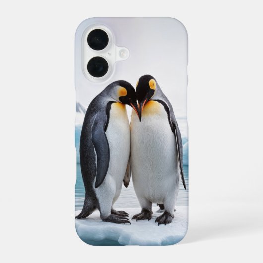 氷山にペンギンのカップル iPhone 16ケース (裏面)