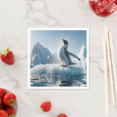 氷山に浮かぶハッピーペンギン スタンダードカクテルナプキン (インサイチュ)