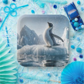 氷山に浮かぶハッピーペンギン ペーパープレート (パーティー)