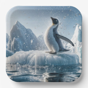 氷山に浮かぶハッピーペンギン ペーパープレート