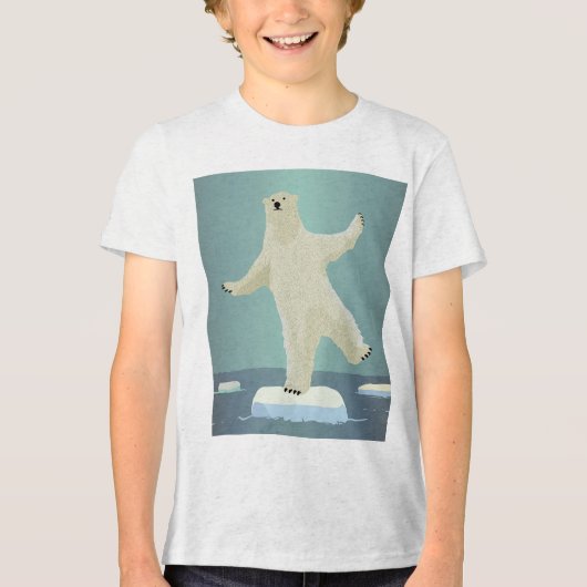 氷山の上でバランスをとるホッキョクグマの作品 トライブレンドTシャツ (正面)