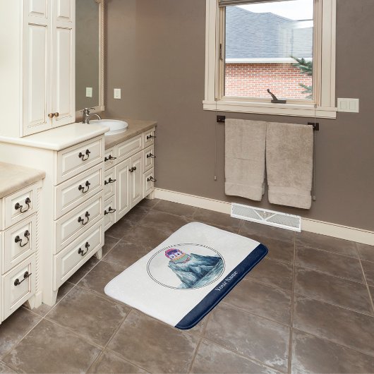 氷山の上に立つかわいいペンギン バスマット