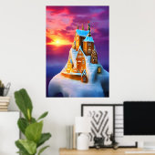 氷山の上のギンガーブレッド村 | AIアートポスター ポスター (ホームオフィス)