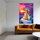 氷山の上のギンガーブレッド村 | AIアートポスター ポスター