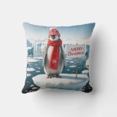 氷山の上のクリスマスペンギン クッション (裏面)