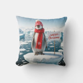氷山の上のクリスマスペンギン クッション (正面)