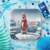 氷山の上のクリスマスペンギン ペーパープレート (パーティー)
