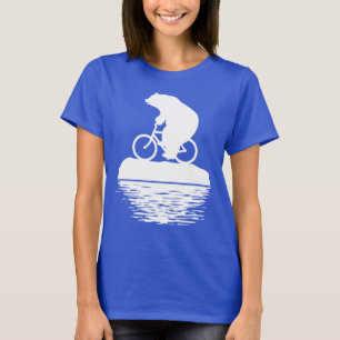 氷山の女性のTシャツの白くまの乗馬のバイク Tシャツ