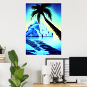 氷山や海の近くのヤシの木 | AIアートポスター ポスター (ホームオフィス)