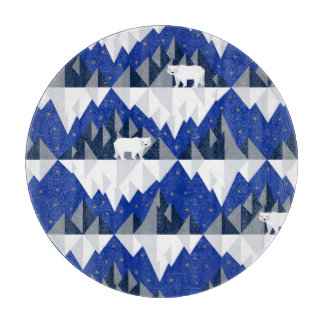 氷山シームレスパターン上の極熊。 カッティングボード