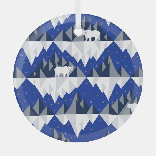氷山シームレスパターン上の極熊。 ガラスオーナメント (正面)