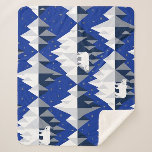 氷山シームレスパターン上の極熊。 シェルパブランケット (正面)