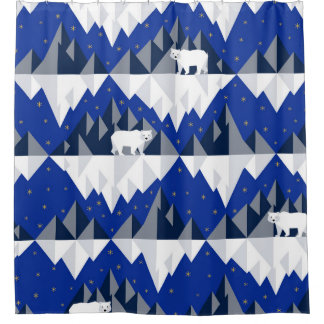 氷山シームレスパターン上の極熊。 シャワーカーテン