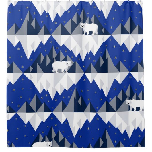 氷山シームレスパターン上の極熊。 シャワーカーテン (正面)