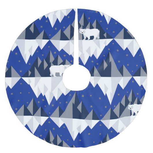 氷山シームレスパターン上の極熊。 ブラッシュドポリエステルツリースカート (正面)