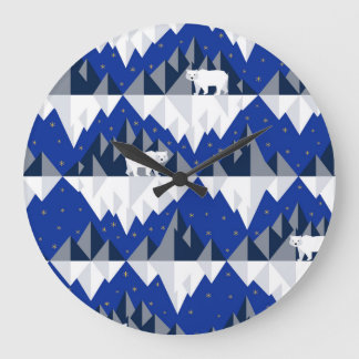 氷山シームレスパターン上の極熊。 ラージ壁時計