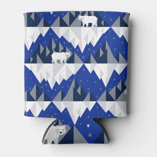 氷山シームレスパターン上の極熊。 缶クーラー (正面)