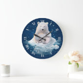 氷床にホッキョクグマ ラージ壁時計 (ホーム)