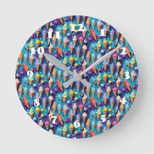 氷床カラフル岩 ラウンド壁時計 (正面)