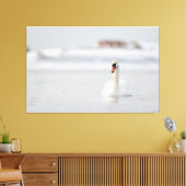 氷水の中で泳ぐ白鳥をミュート キャンバスプリント (インサイチュ (リビング))