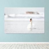 氷水の中で泳ぐ白鳥をミュート キャンバスプリント (インサイチュ (ウッドフロア))