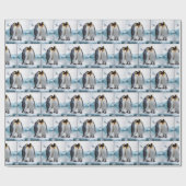 氷河にかわいいペンギン ラッピングペーパー (フラット)