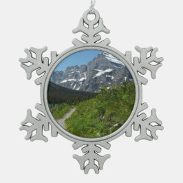 氷河のあるジョセフィンレイクトレイルとギルド山 スノーフレークピューターオーナメント