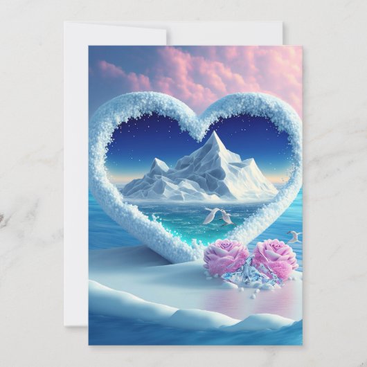 氷河のハート：極地チャームの結婚Invitati 招待状 (正面)