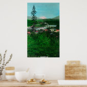 氷河のピークと町の遠景 ポスター (キッチン)