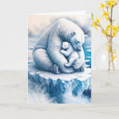 氷河の上で彼女の子と母ポーラベア カード (黄色い花)