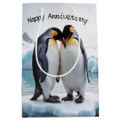 氷河の上にペンギンの記念日 ミディアムペーパーバッグ (正面)