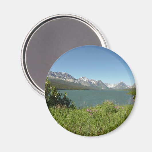 氷河の国立公園でスイフトカレント湖ビュー マグネット (正面/裏面)