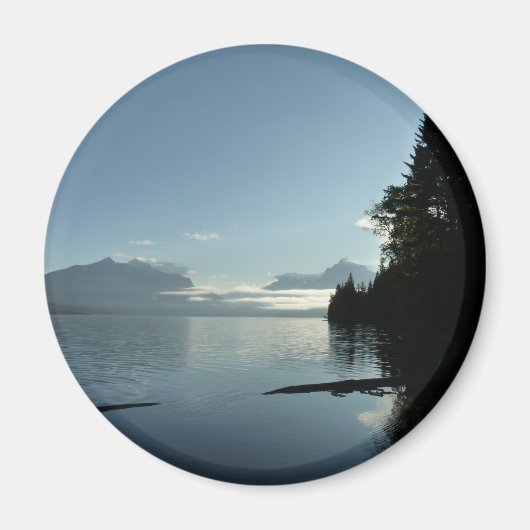 氷河の国立公園のマクドナルド湖で朝 マグネット (正面)