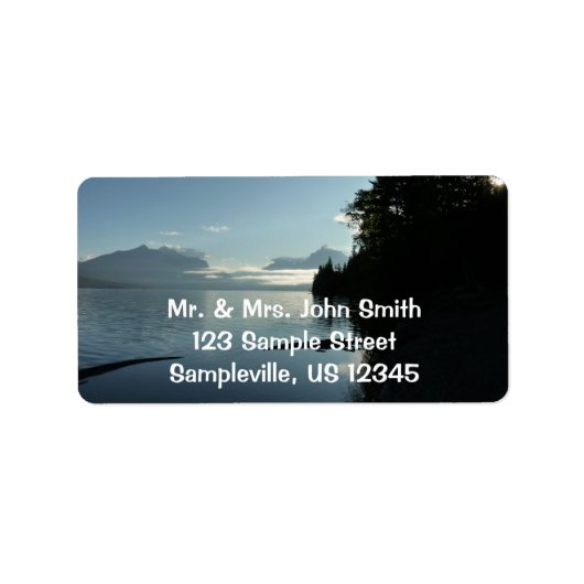 氷河の国立公園のマクドナルド湖で朝 ラベル (正面)