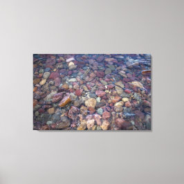 氷河の国立公園の湖の石 キャンバスプリント