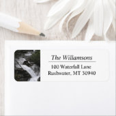 氷河の国立公園の滝写真 ラベル (インサイチュ)