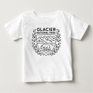 氷河の国立公園ベアエンブレム ベビーTシャツ