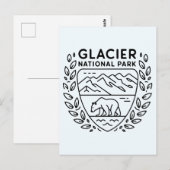 氷河の国立公園ベアエンブレム ポストカード (正面/裏面)