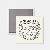 氷河の国立公園ベアエンブレム マグネット (正面/裏面)