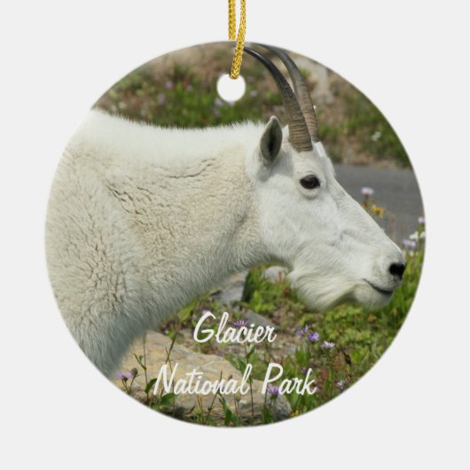氷河の国立公園マウンテンヤギの写真 セラミックオーナメント (正面)