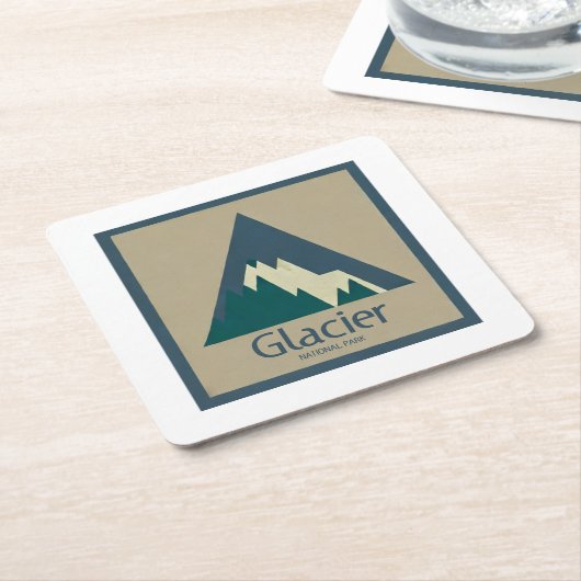 氷河の国立公園素朴 スクエアペーパーコースター (アングル)