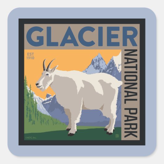 氷河の国立公園 |ヤギ スクエアシール (正面)