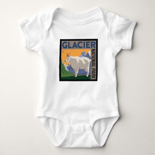 氷河の国立公園 |ヤギ ベビーボディスーツ (正面)