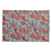 氷河の湖の背景と赤いチューリップ枕Cas 枕カバー (裏面)