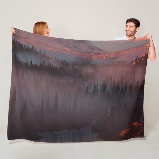 氷河の谷(日の出) フリースブランケット (インサイチュ)